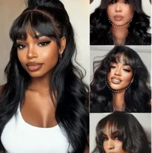 13x4 Lace Frontal Loose Wave Wig with Bangs