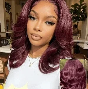 Purple Black Cherry Bob Wig