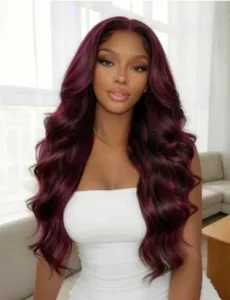 Purple Black Cherry Loose Wave Bob Wig