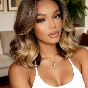 Sunber 13x4 Pre-Everything Brown Highlight Body Wave Lace Frontal Wig with Dark Roots