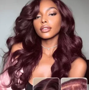 Black Cherry Dark Burgundy Layered Cut 13x4