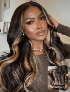 Caramel Honey Brown Highlights Loose Wave Wig